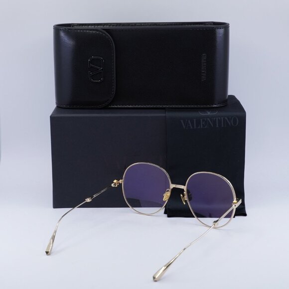 Valentino V-STUD-III VLX-136A Round Eyeglasses 56mm - Light Gold - Picture 5 of 10